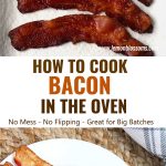 Bacon in the Oven is the easiest and best way to cook bacon that is perfectly crispy and golden every time. Cooking bacon in the oven is the only way to bake bacon without any mess! Great for cooking big or small batches!