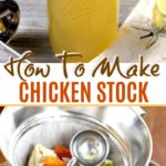 Chicken Stock is easy to make and much more flavorful than store bought. Learn how to make chicken stock and use it on soups and any recipe that calls for chicken broth!