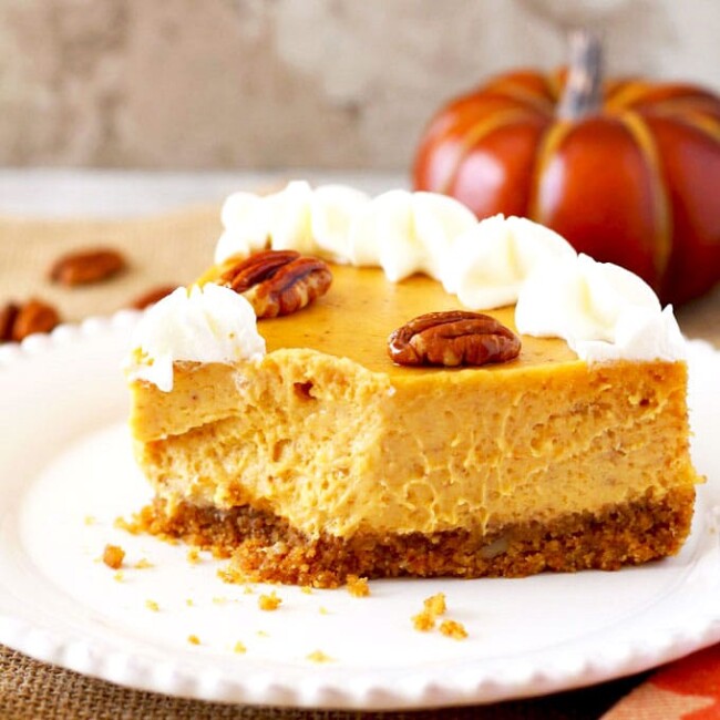 A sliced of creamy pumpkin dessert