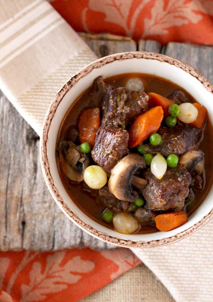 Homemade beef stew in red wine