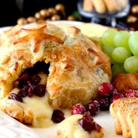 Quick, easy, luxurious and totally scrumptious. This Brie and Cranberries Baked in Puff Pastry is the perfect appetizer for the holiday season!