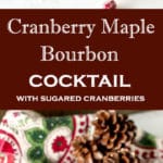 The right balance of sweet and tart, with the warmth of bourbon and subtle orange tones. This Cranberry Maple Bourbon Cocktail is bright, delicious, and perfect for the holiday season!