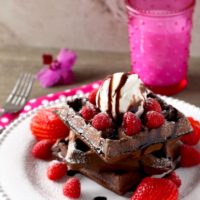 Very easy to make, not too sweet and full of chocolate decadence! These Double Chocolate Waffles a la Mode are the perfect breakfast for any occasion.