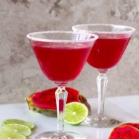 Hot pink and beautiful. This prickly pear margarita is easy to make and super tasty!