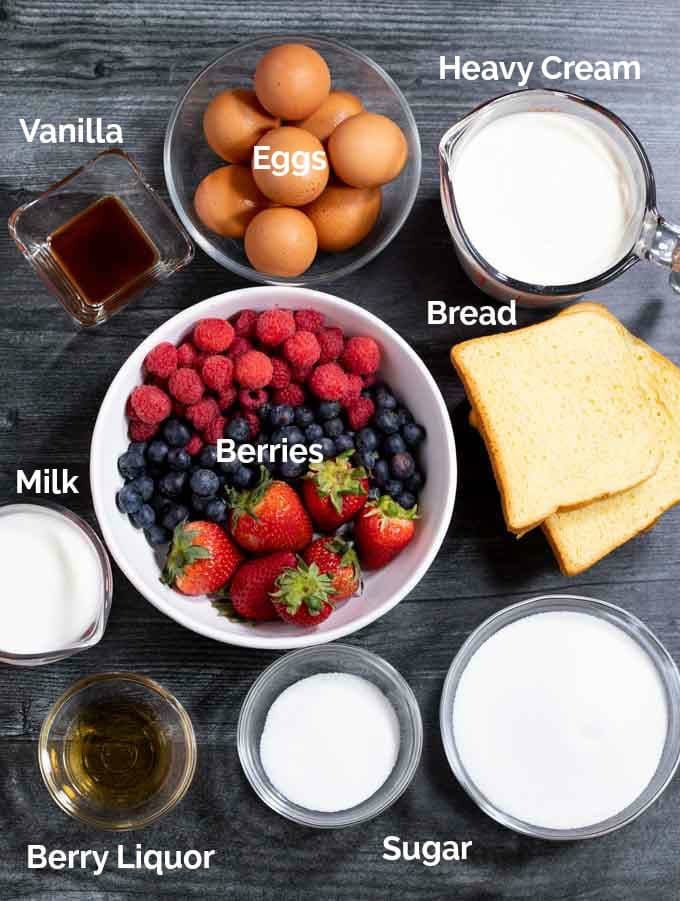 Ingredients to make Bread Pudding