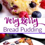 This delicious and decadent Berry Bread Pudding is made with tender brioche bread soaked in a rich sweet custard and is loaded with strawberries, raspberries and blueberries. This irresistible  bread pudding is scrumptious and a great easy to make dessert!