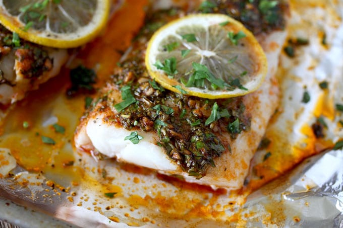 This flavor-packed meal is cooked on a single sheet pan and ready in under 30 minutes! Wild Cod, Green Beans and Cherry Tomatoes are roasted to perfection with Chermoula, a Moroccan inspired fresh herbs, lemon and garlic sauce. Quick, easy and delicious!