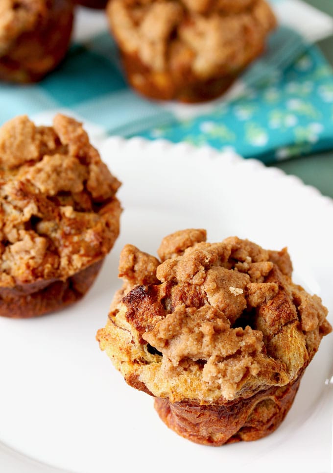Full of cinnamon flavor, these Baked Cinnamon French Toast Muffins are easy to toss together and bake in under 30 minutes! They are the perfect grab and go breakfast and also amazing served at brunch and big gatherings!