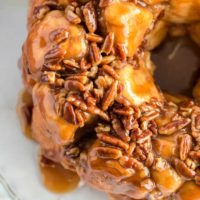 Top view of Monkey Bread with Caramel and Pecans