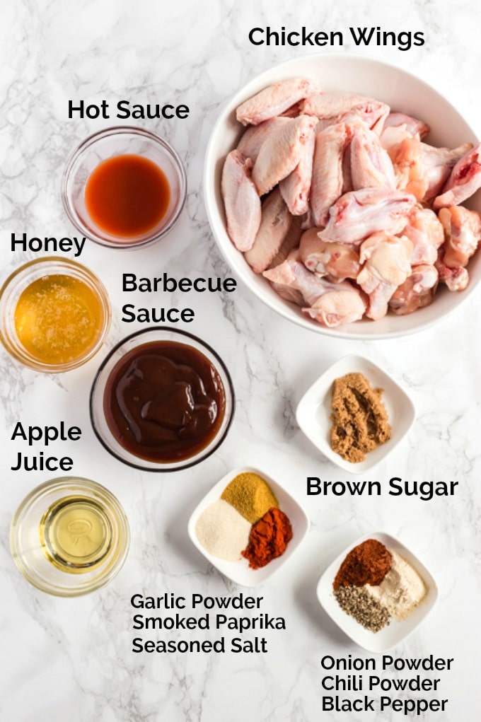 Ingredients to make Crock Pot Chicken Wings with Honey BBQ