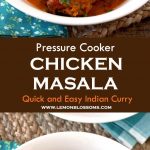 This Indian inspired Chicken Masala has the right balance of spices and creaminess and only takes 30 minutes to make! Chicken pieces are cooked in a flavorful tomato based sauce with spices you already have in your kitchen. This easy full flavored homemade curry recipe is one everyone will love! #chicken #Indianfood #masala #curry #InstantPot #chickendinner