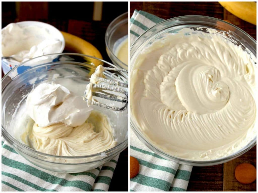 Step by step photos for making banana cream dip