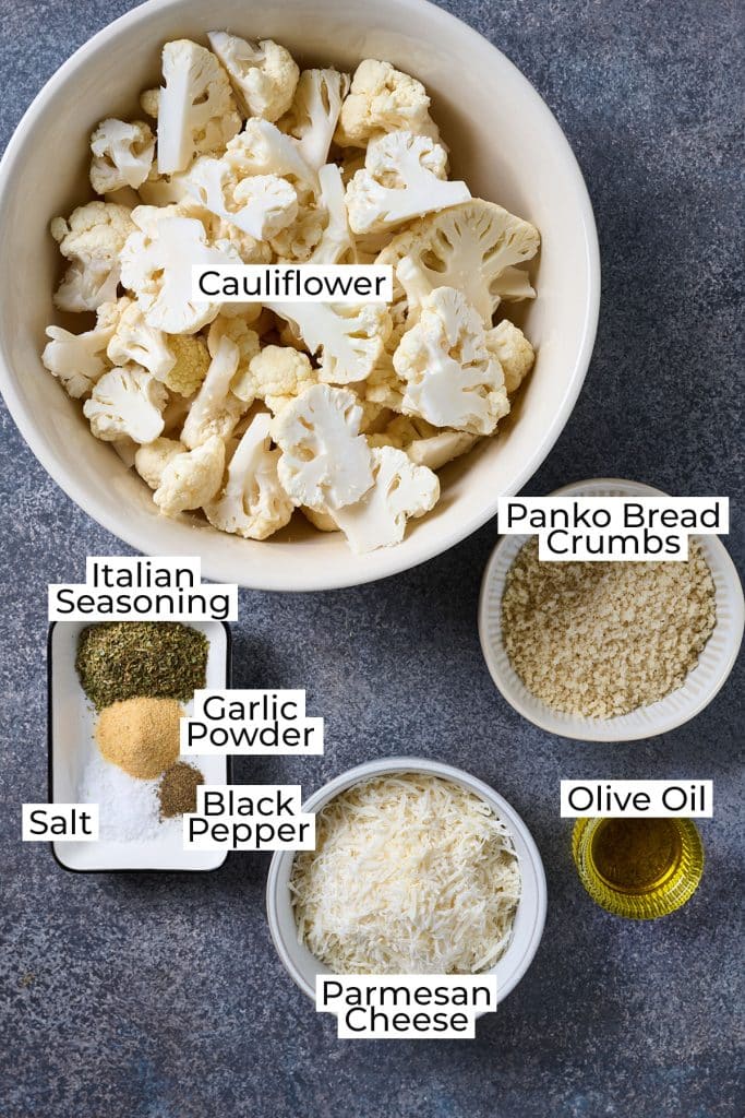 ingredients to make roasted parmesan cauliflower.