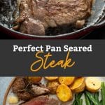 Pinterest image of pan seared steak