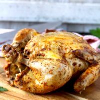 This Pressure Cooker Whole Chicken is easy, juicy, tender and cooks in less than 30 minutes! This rotisserie style instant pot whole chicken is delicious and a great and simple weeknight meal.