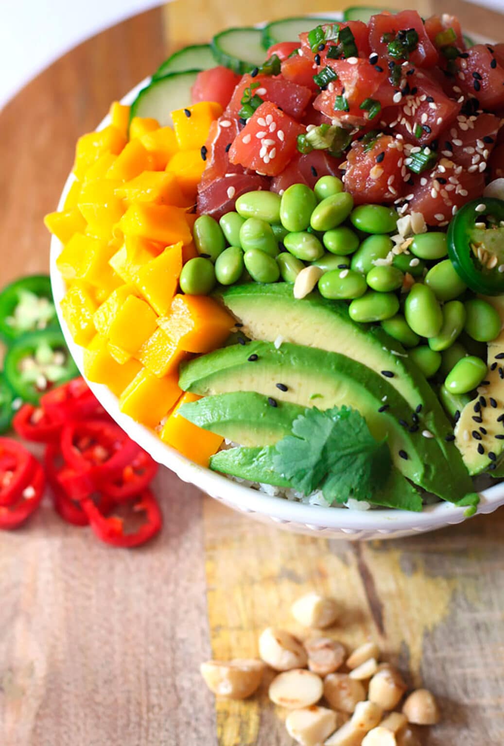 Ahi Tuna Poke Bowl with Ponzu Sauce Lemon Blossoms