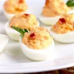 These Pimento Cheese Deviled Eggs are creamy, tasty and easy to make. A fun and delicious twist on a classic recipe and the perfect appetizer for any occasion!