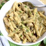 This Chicken Pesto Pasta is loaded with juicy tender chicken smothered in a delicious Creamy Pesto Parmesan Sauce. This easy Chicken Pesto Pasta is guaranteed to become a family favorite!