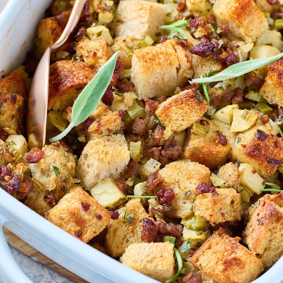 Easy Herb and Sausage Stuffing Recipe (Dressing)