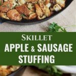 This Apple and Sausage Stuffing recipe is incredibly tasty and easily made in one skillet. Loaded with apples, sausage and fresh herbs, this Thanksgiving dressing is sure to become a family favorite!