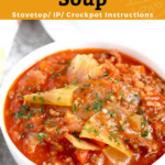 This Cabbage Roll Soup is loaded with ground beef, vegetables and rice in a savory tomato broth. Enjoy the amazing flavors of classic stuffed cabbage without all the work!