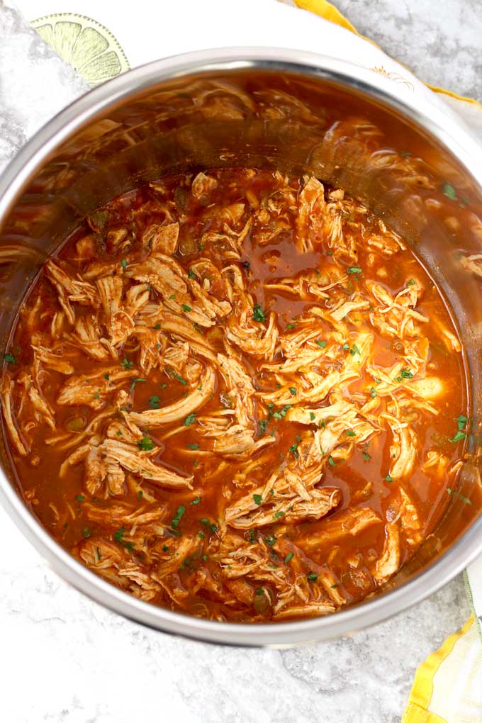 Mexican Style Shredded Chicken in the pressure cooker.