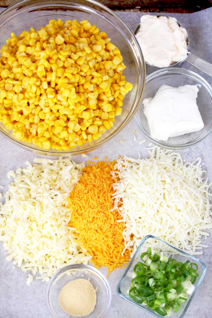 Ingredients to make corn dip.