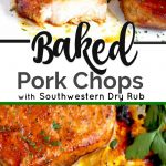 These Baked Pork Chops are tender, juicy and full of flavor. Made with a simple dried rub, these oven baked pork chops are the perfect easy dish to make any day of the week!