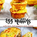 Egg Muffins are the perfect grab-and-go and make ahead breakfast for busy mornings. These tasty egg cups are light and fluffy and loaded with ham, bell peppers and cheese.