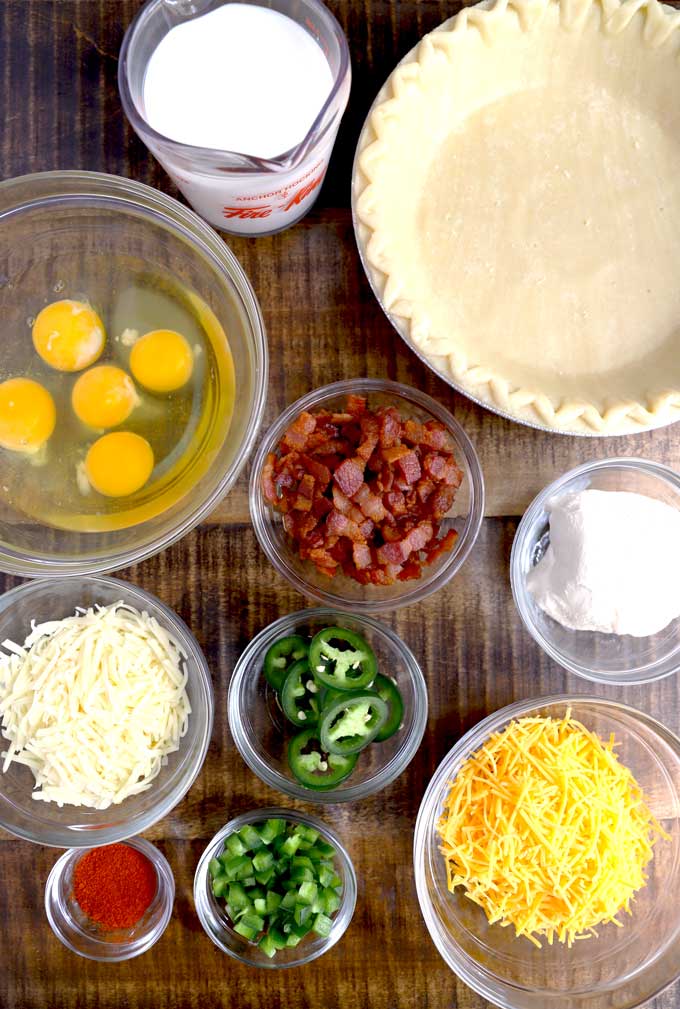 Ingredients to make Jalapeno Popper Quiche recipe