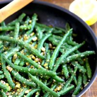 Sauteed Green Beans in a skillet.