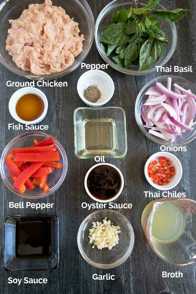 In this image you can see all the ingredients used in this ground chicken recipe.