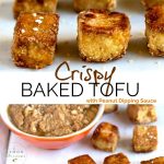 Tasty marinated tofu baked until crispy on the outside and creamy and soft in the inside. This tofu recipe is simple, quick and a great vegan protein addition to any meal. Serve it with mouthwatering creamy Peanut Dipping Sauce for the perfect vegetarian party appetizer!