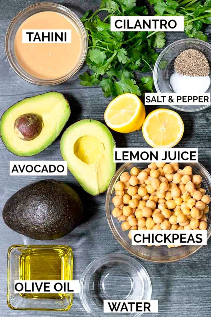 Picture here are the ingredients to make this hummus recipe.
