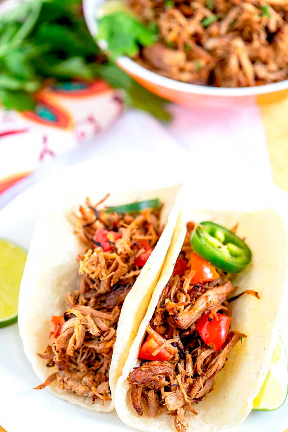 Delicious Carnitas tacos made with Instant Pot Pork Carnitas