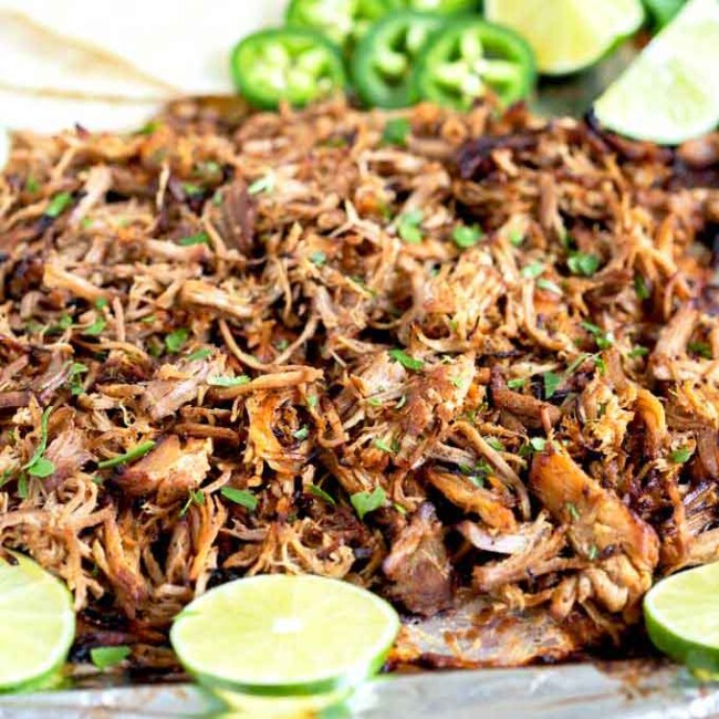 Instant Pot Pork Carnitas are mouthwatering tender and juicy. Cooked in the pressure cooker then broiled to golden crispy perfection.