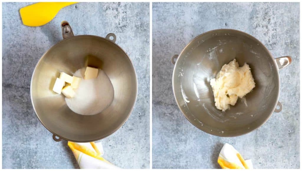 Step By Step Photos for making this breakfast cake, Creaming the sugar and butter.