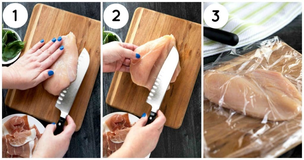 Step by step photos on how to butterfly a chicken breast.