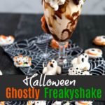Ghostly Freakyshake - Creamy vanilla milkshake with caramel, chocolate sauce, sprinkles and topped with whipped cream. This outrageously fun freakshake is the perfect treat for Halloween!