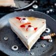 Slice of spooky no-bake cheesecake