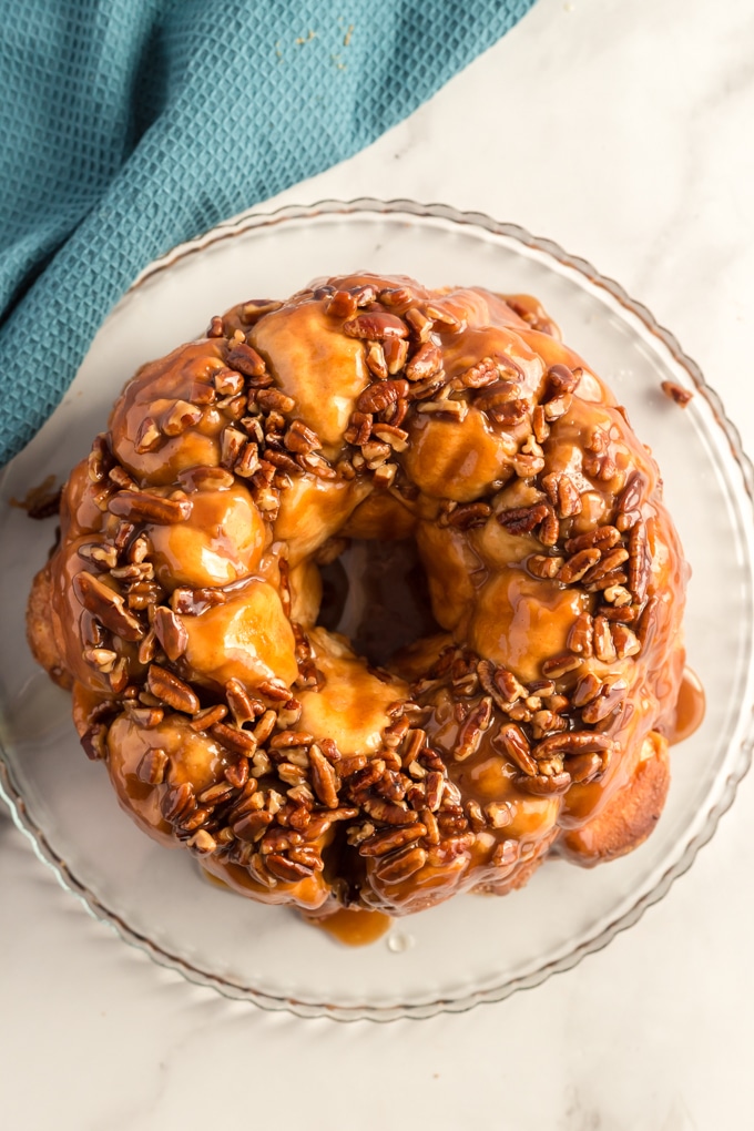 top view of a Monkey bread served on a platter