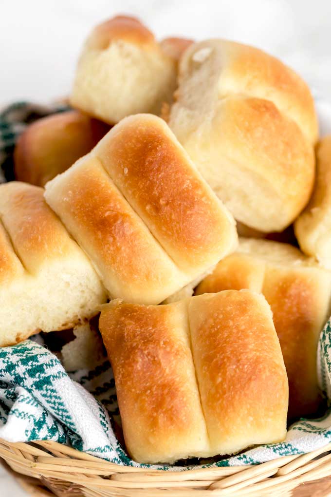 Bread rolls in a bread basket.
