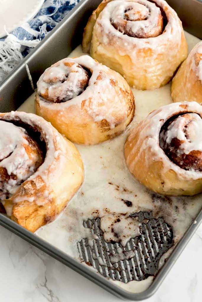 Cinnamon buns baked in a pan