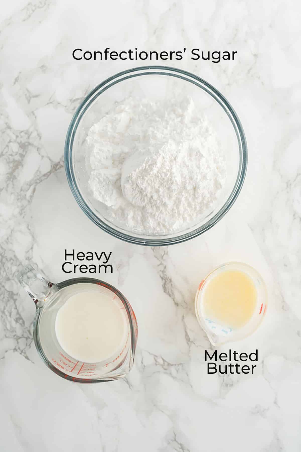 Ingredients to make the rolls glaze