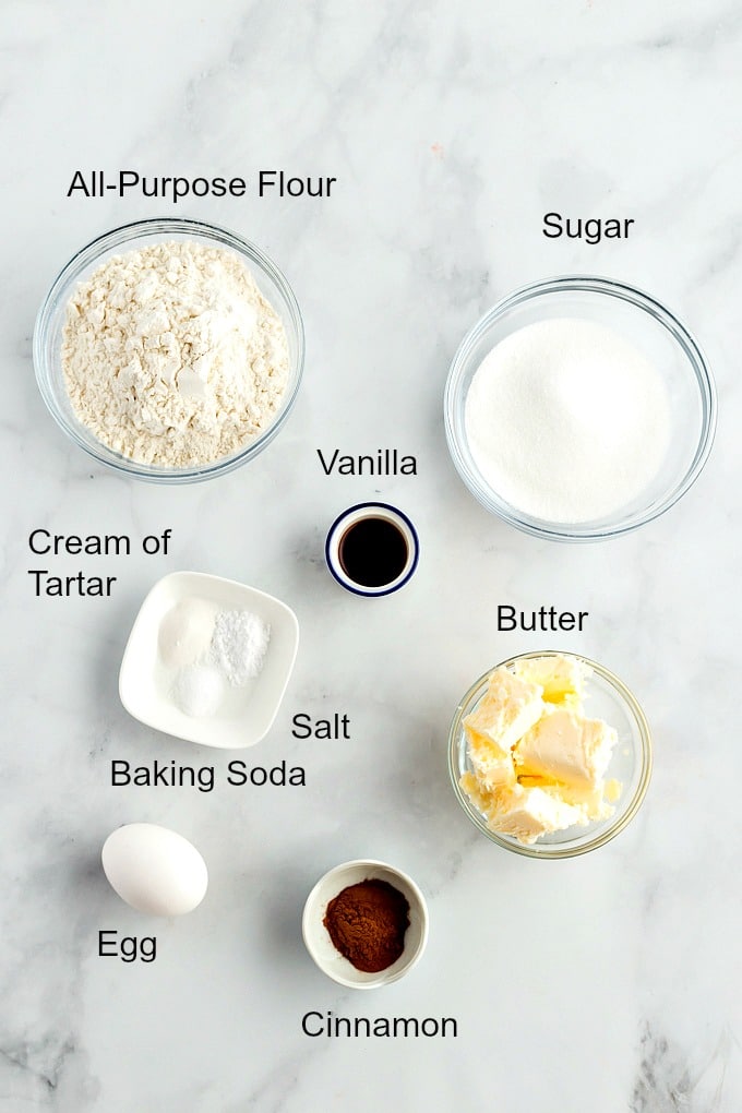 Ingredients to make snickerdoodles