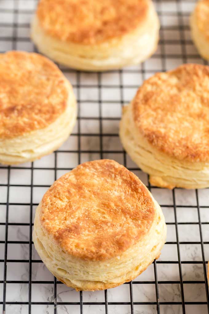 Homemade Biscuits on a cooling rack,
