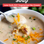 This creamy Roasted Cauliflower Soup is rich, smooth and packed with flavor. This simple no-cream, low carb soup will definitely satisfy your cravings for comfort food!