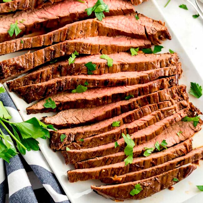 Perfectly tender sliced Lseared and oven baked to perfectionondon broil