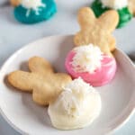 Bunny Shaped Shortbread Cookies for Easter on a plate