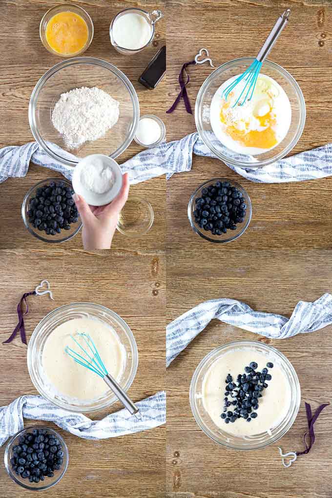 step by step photos on how to make blueberry pancakes